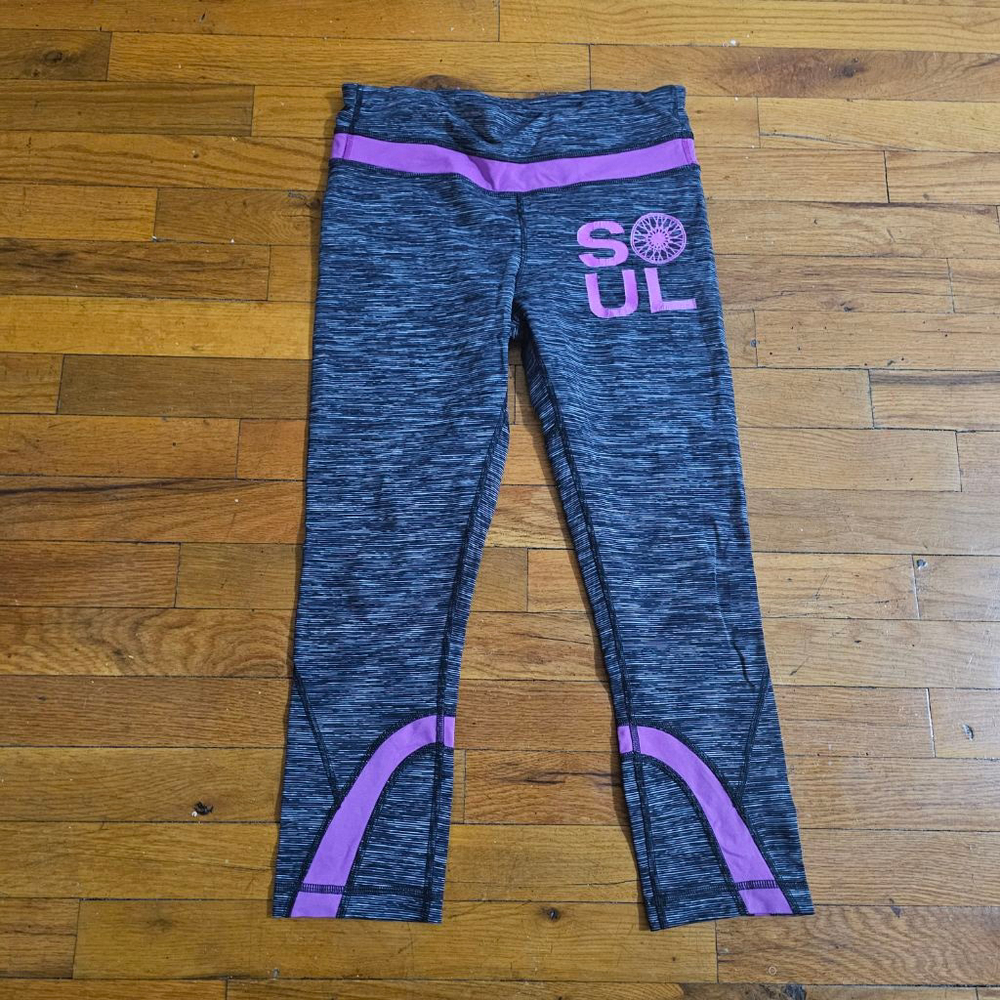 Lululemon Athletica Black Purple Yoga Leggings Women's Size 6